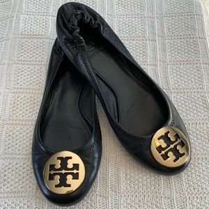 Tory Burch Minnie flats- black leather